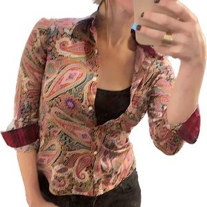 Vintage paisley Women’s XS button down collared 1970’s shirt. Like new